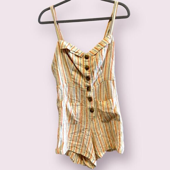 Urban Outfitters Billie Striped Button Down Romper - Size Small - Picture 2 of 6